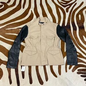 JET John Eshaya Perforated Leather Khaki Size Small $380 Retail